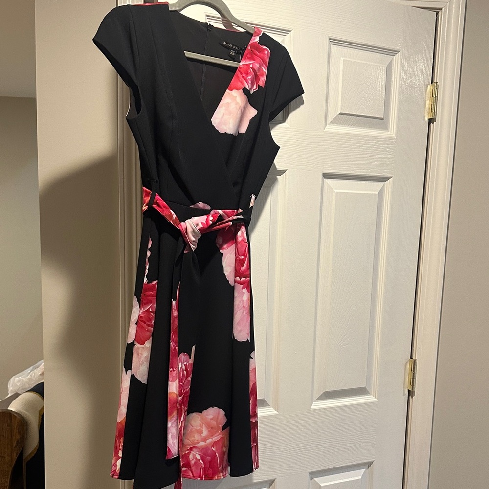 Black Halo dress with Pink Floral Print
